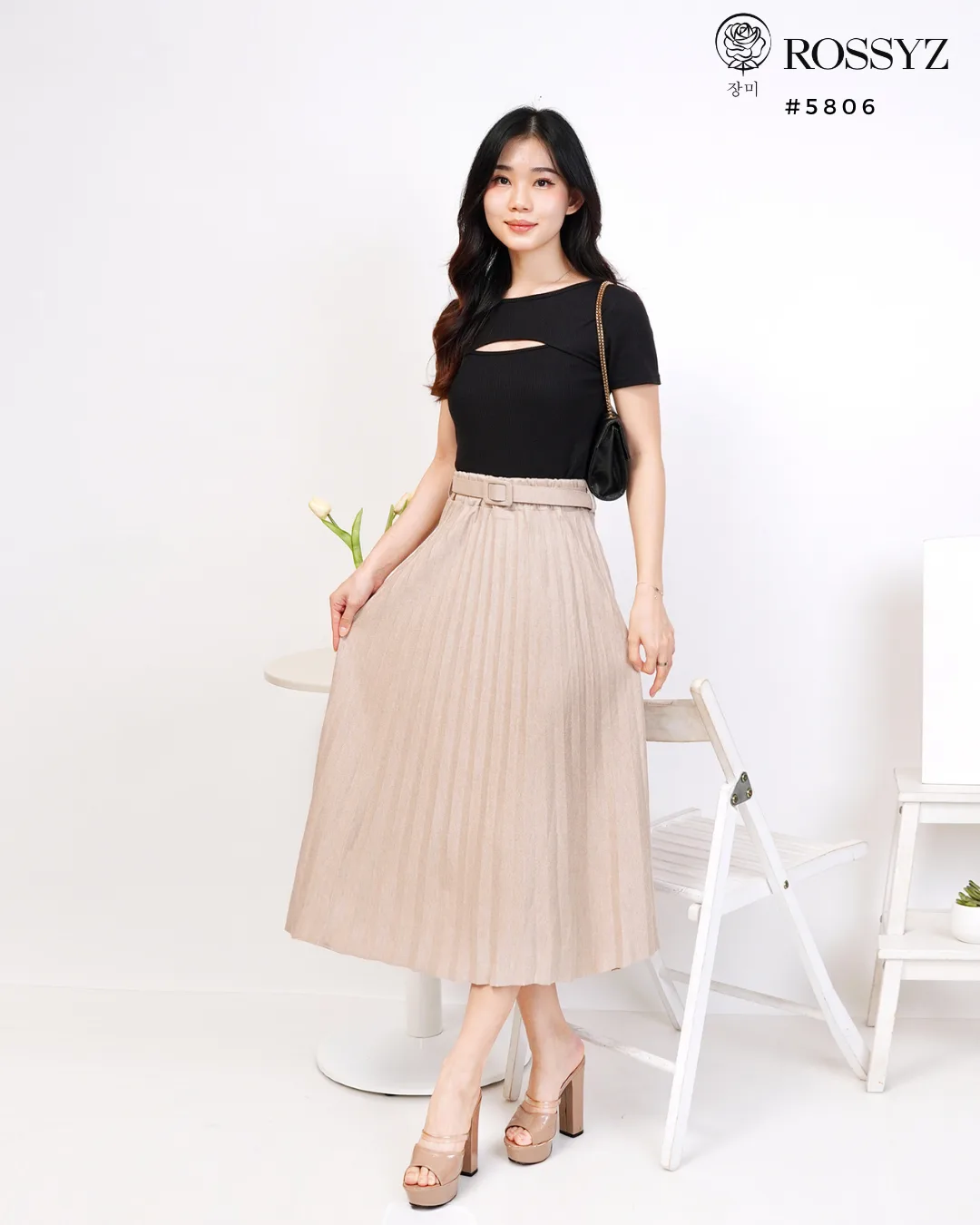 Rok Plisket Midi Sabuk