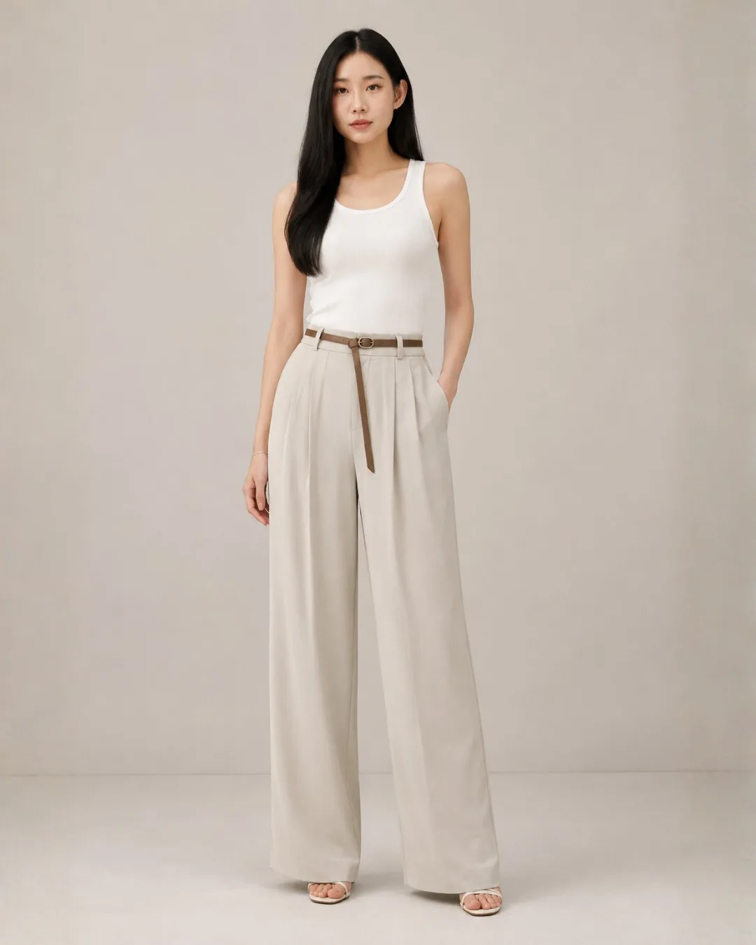 Celana Wide Leg Sabuk Tipis