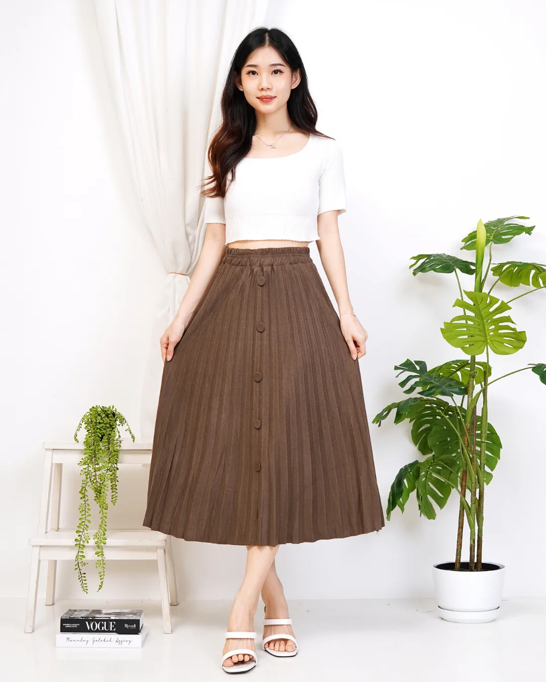 Rok Plisket Panjang Kancing